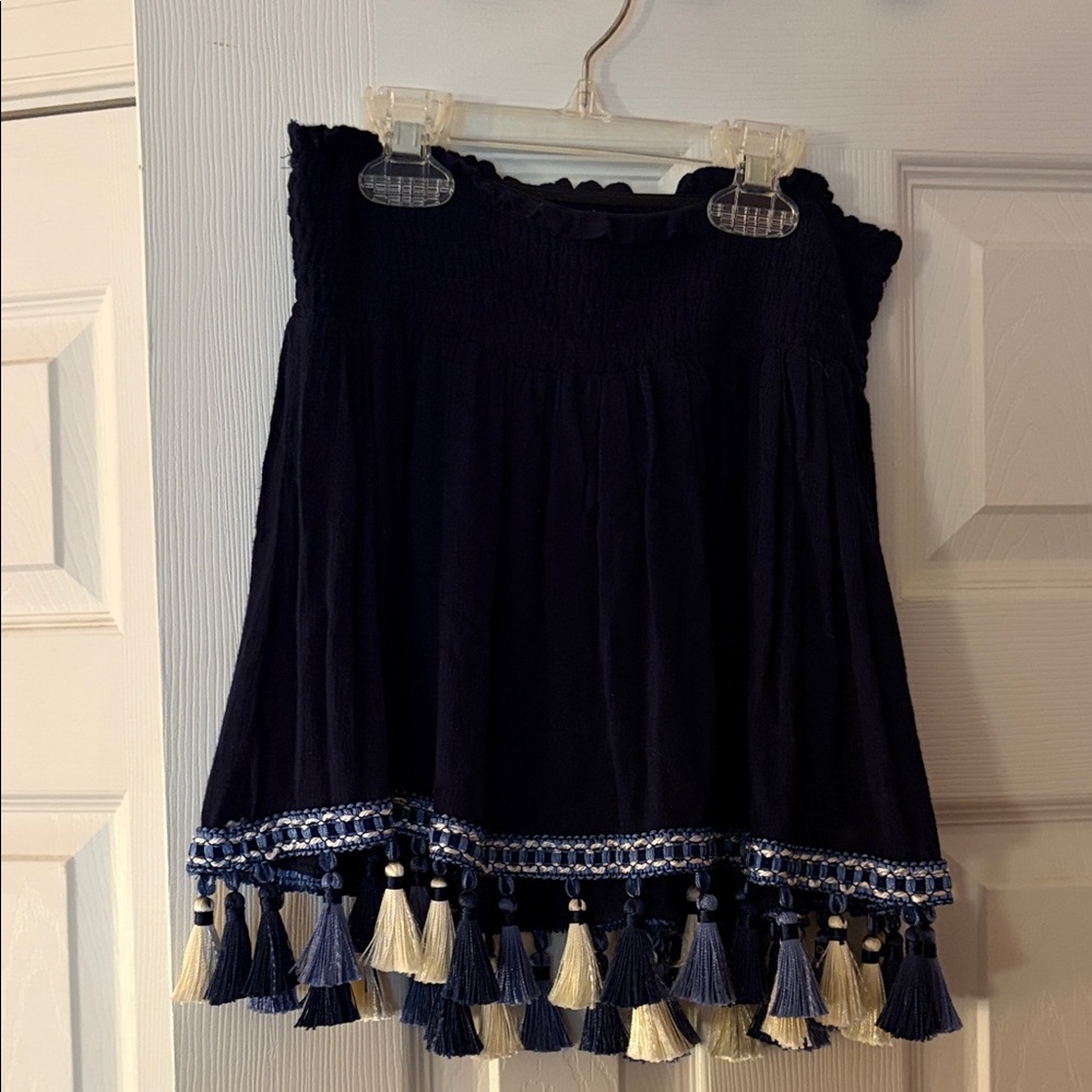 Surf Gypsy Navy Skirt with Tassel Accents